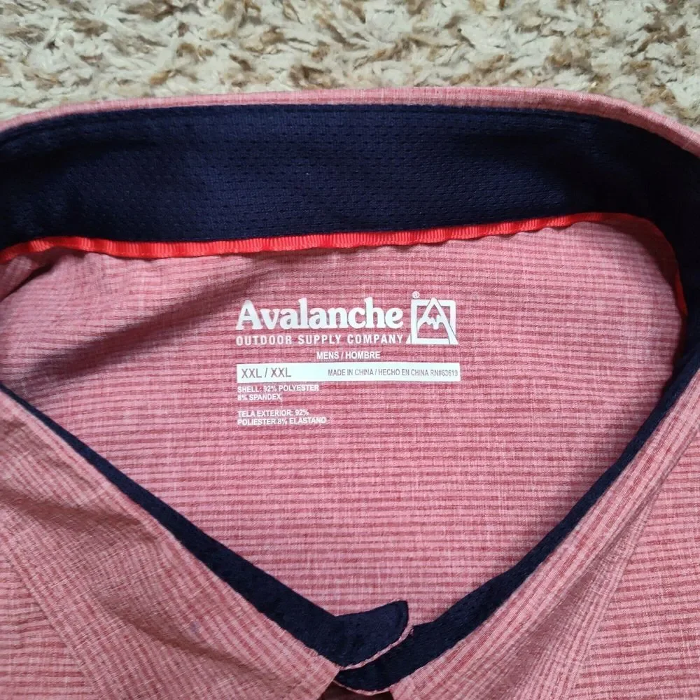 Avalanche Stretch Red Men Sz XXL Short‎ Sleeve Button Up Outdoor Supply Co
